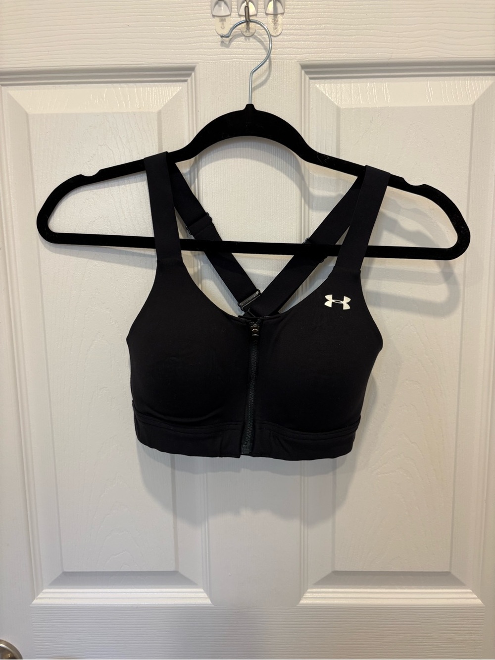 Under Armour Black Front-Zip High-Support Sports Bra #1084